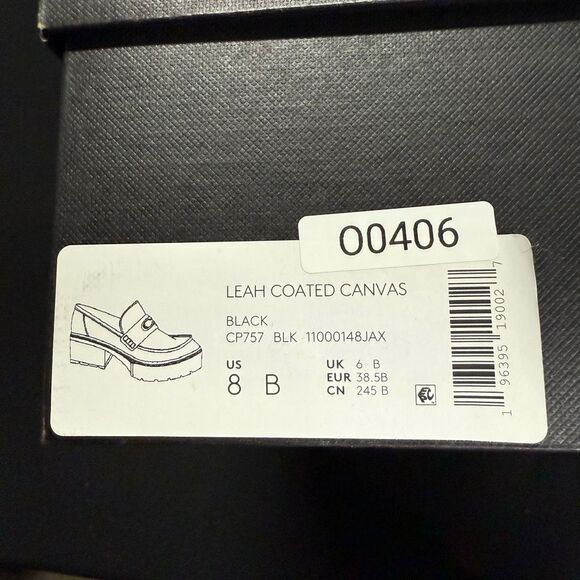 New Coach Leah Black Coated Canvas Chunky Platform Logo Loafers 8 - Picture 7 of 7